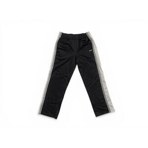 Vintage Reebok Track Pants Black Gray Stripe Y2K Athletic Joggers Boys L (14-16)